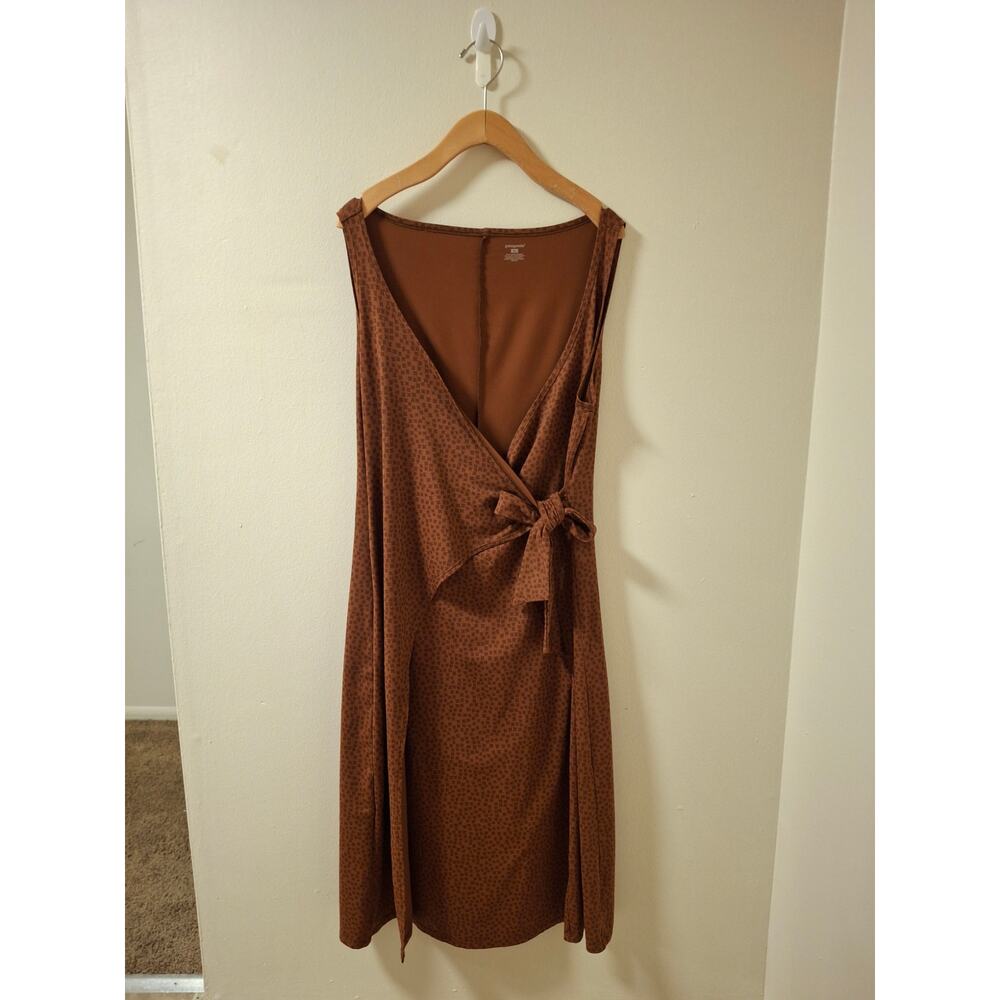Patagonia Women's Brown Cheetah Print Sleeveless Wrap Dress Size XL